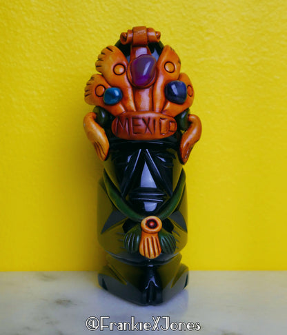 Carved Onyx Mexico Statuette w/ Embellishments