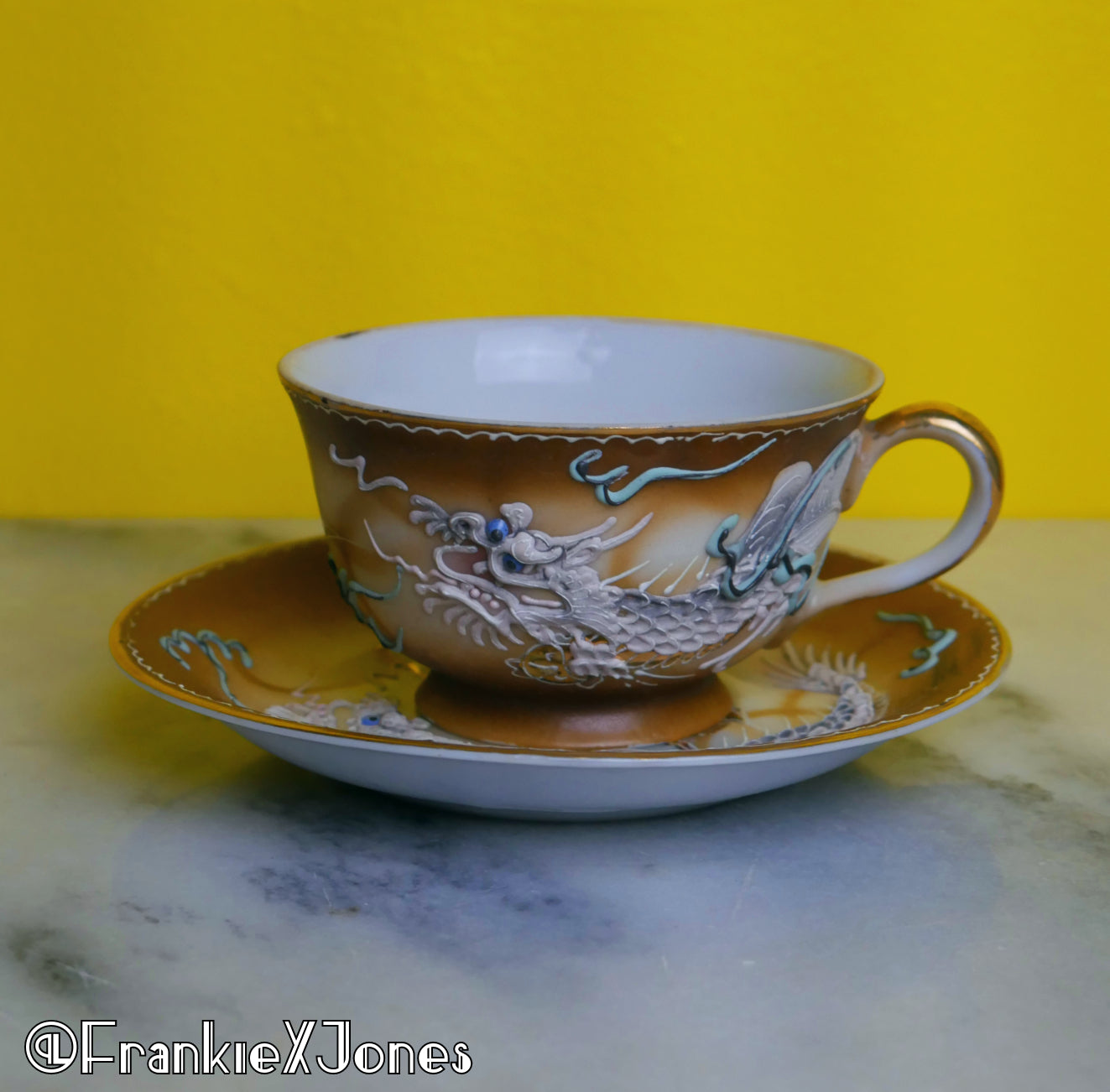 Dragonware Tea Cup Set ✤ Cup + Saucer ✤ Brown/Gold