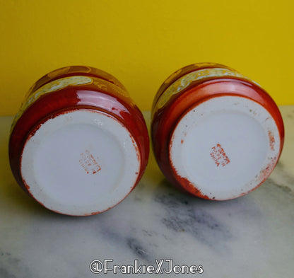 Gold + Red Chinese Planters ✤ Set of 2